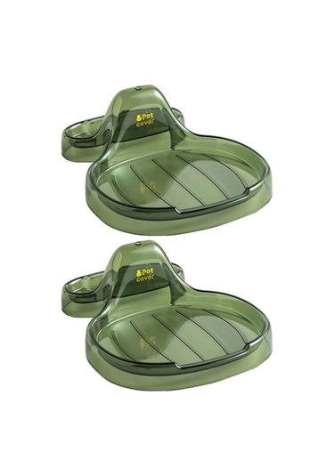 Yeşil Kapaklı Alet Düzenleyici Tutucu Çok Fonksiyonlu Pişirme 2 Adet Pot Kaymaz Tencere Kapağı Depolama Rafı Yeşil
