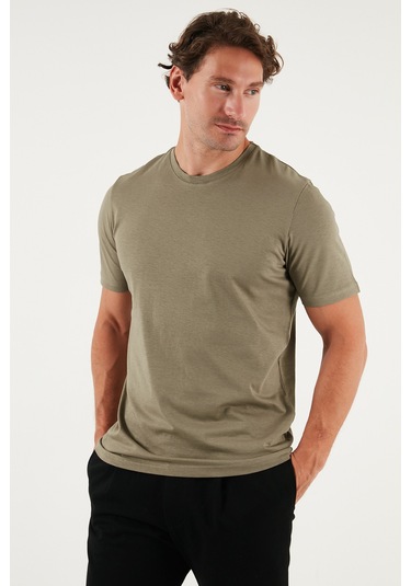 Buratti Pamuklu Regular Fit Bisiklet Yaka Erkek T Shirt 59020204 Vizon Yeşili