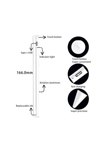 Xindoker Hassas Dokunmatik Kalem - Type-c Şarjlı, 180 Gün Bekleme Süresi, Hızlı Ve Kesin Yazım