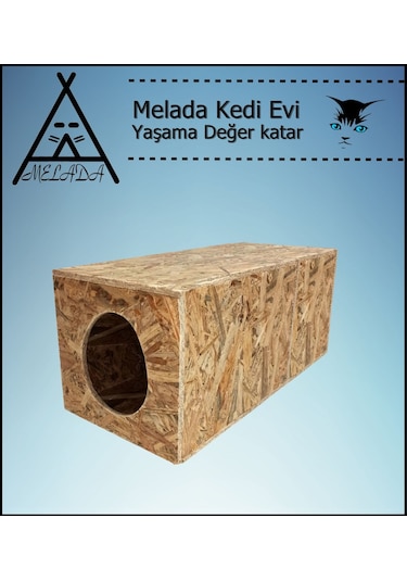 Melada Kedi Evi Dış Ortam Uygun Ahşap Kedi Evi Osb 60x40x40 Cm