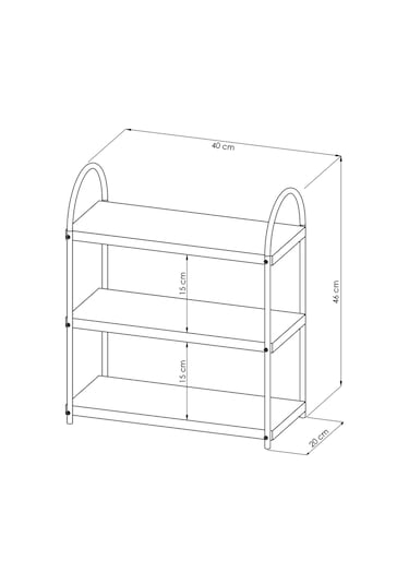Bello Mutfak Rafı Tezgah Üstü 3'lü Oval 50 Cm Siyah-beyaz Siyah-beyaz