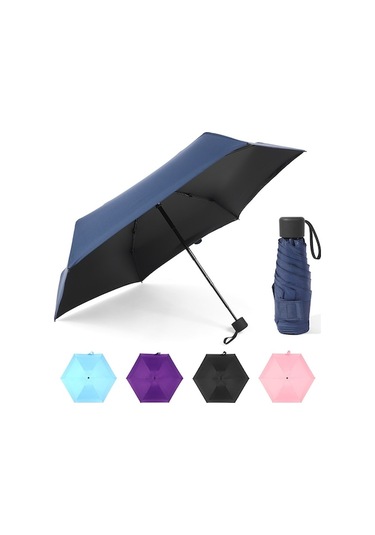 6 Kollu Taşınabilir Uv Koruma Şemsiyesi - Siyah Mavi Renk Seçenekleri, Su Geçirmez Ve Katlanabilir.