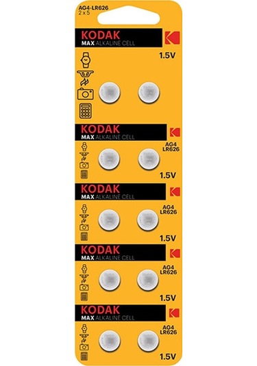 Kodak Max Alkaline Ag4Lr626 Düğme Pil 10'Lu