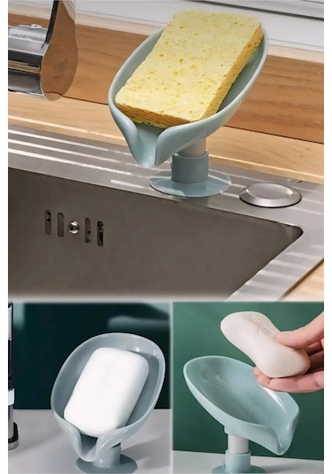 Sabunluk Su Giderli Vantuzlu Pratik Sabunluk Hijyenik Kaymaz Su Tutmaz Katı Sabunluk