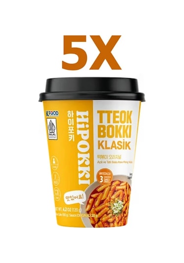 Hipokki Acı Ve Tatlı Soslu Kore Tteokbokki Pirinç Keki 5 x 120 G