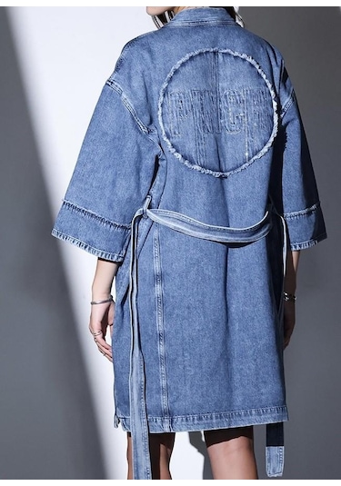 Pinchofficial Julia İndigo Arkası Taşlı Bağlamalı Kimono - Mavi
