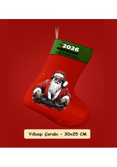 Yılbaşı Çorabı Duvar Süsü Dj Noel Baba Dekoratif Duvar Aksesuarı Yeni Yıl Ev Süslemesi