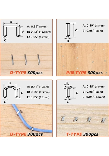 4'ü 1 Arada Zımba Tabancası Seti, U-şekilli Çivi Tabancası,ağır