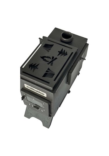 Kuzineli Kamp Ve Çadır Sobası Katlanır Ayaklı Kamp Sobası Çantalı Siyah