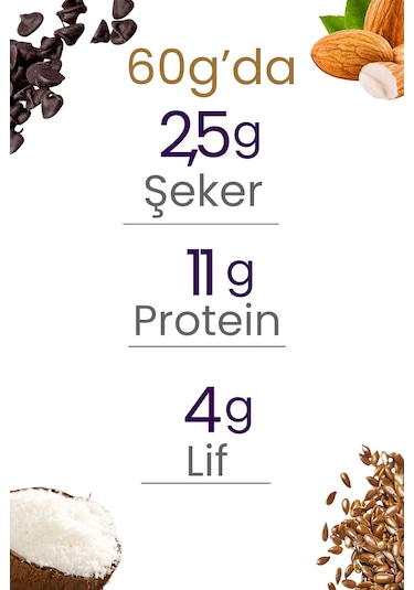 Balanu Protein Çikolata & Hindistan Cevizi Badem Kurabiyesi 60gr X3 Adet