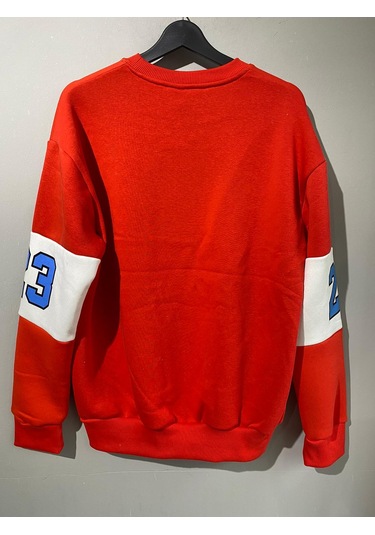 Erkek Kırmızı Unısex Oversize Chicago 23 Baskılı Polarlı Sweat Kırmızı