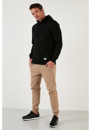 Buratti Regular Fit Kapüşonlu Kanguru Cepli Içi Tüylü Yumuşak Şardonlu Erkek Sweat 5905281 Siyah