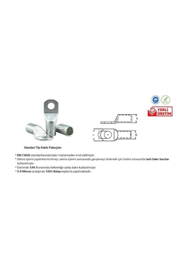 10-16-25-35-50-70-95-120 Sıkmalı Kablo Papucu