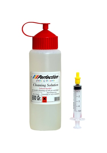 Perfection Kartuş Nozzle Açıcı Solisyon 500 ML + Sarı Uç Şırınga + Vakum Aparatı