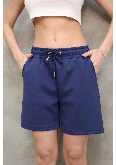 Osy Modal Yumuşak Dokulu Kumaş Kadın Kısa Şort - Mavi Mavi