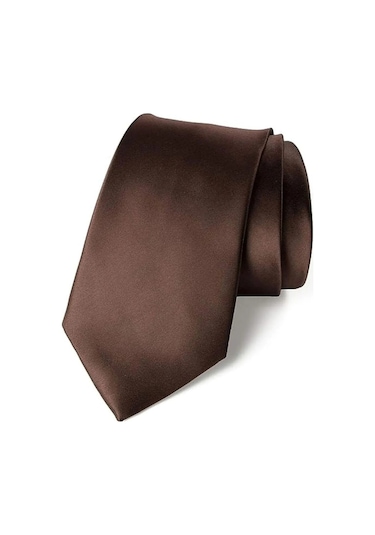 Tezzgelsin Erkek Saten Kravat ve Mendil Set Kahverengi