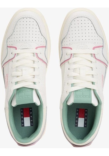 Tommy Jeans Retro Basket Kadın Siyah Spor Ayakkabı-9446 Ecru & Mystic Pink