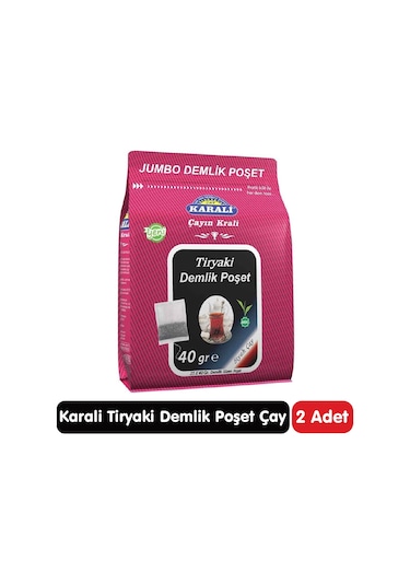 Karali Tiryaki Jumbo Demlik Poşet Siyah Çay 25 40 Gr 2 Paket