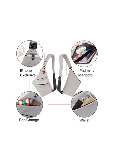 Yifomall Unisex Gri Anti-hırsızlık Göğüs Çantası - Çok Amaçlı Seyahat/ Günlük Kullanim, Çanta/ Sırt Çantası Dönüstürülebilir, Değerli Eşyalarınızı Güvende Tutar