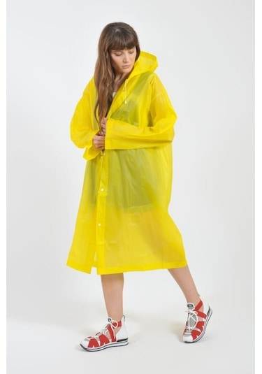 Unisex Sarı Eva Kumaş Su Rüzgar Geçirmez Yağmurluk Sarı