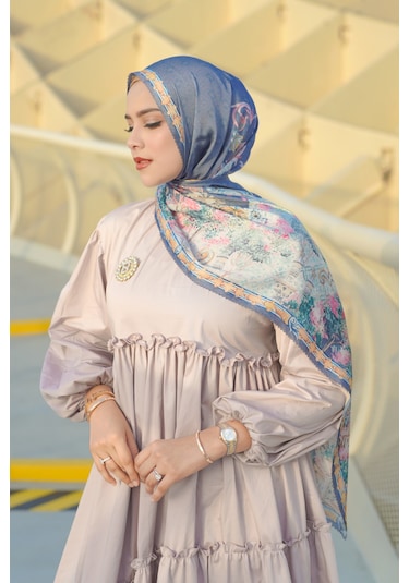 Buttonscarves Sevilla Saten Şal - Marina Mavi