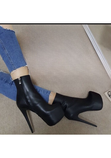 Prego Cilt Fermuarlı Tasarım Platform Kadın Bot SİYAH Siyah