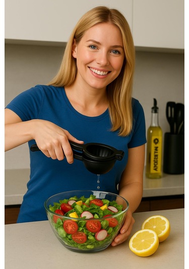 Metal Narenciye Limon Sıkacağı Özel Tasarım Desenli Limon Portakal Sıkacağı - Siyah Siyah