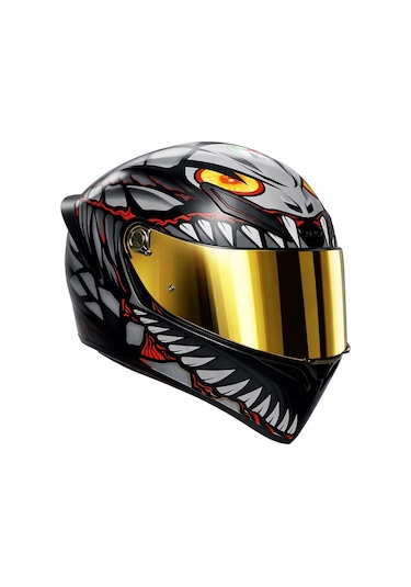 Agv K1 S E2206 Lyzard Matt Black Grey Red Configuration-Gold Vizör Kask Çok Renkli