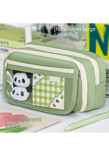 Kangvka 2024 Yeni Desen Şeffaf Kalem Kutusu - Geniş Hacimli Kız Öğrencilere Özel - Mavi Renkli Stüdyo Malzemeleri Organizatörü