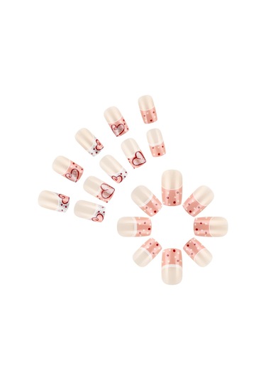 Kısa Parlak Günlük Takma Tırnaklar Puantiyeli Yeni Aşk Tırnak Parıltılı Tırnak Sanatı 24 Adet Takma Tırnak Dahil Aletlerys537