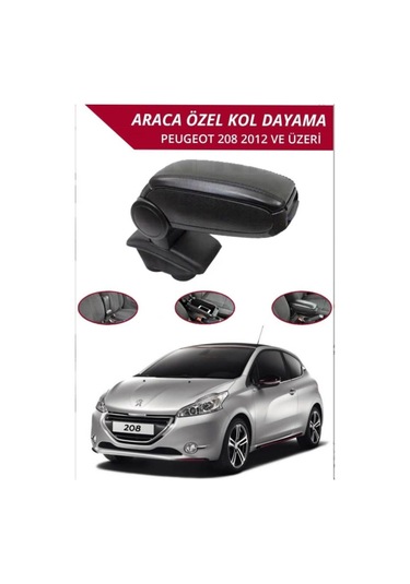 Peugeot 208 2012 Sonrası Araca Özel Kol Dayama Kolçak Vidasız Montaj