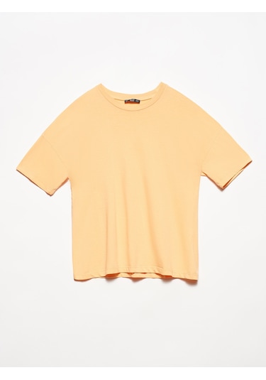 Dilvin Yaka Basic T-shirt Şeftali