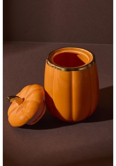 Balkabak S Kapaklı Porselen Kavanoz 13x8.5 Cm Beyaz