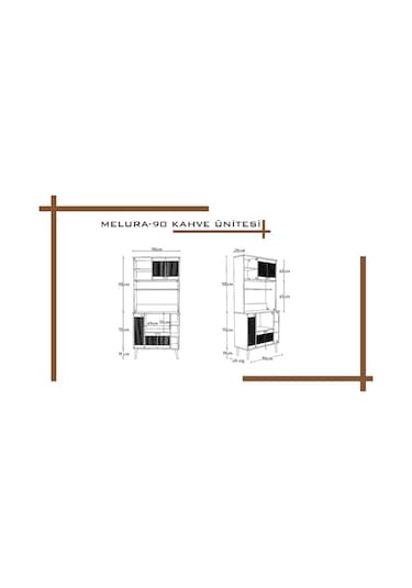 Melura Kahve Köşesi 90 Cm %100 Mdf Çok Amaçlı Dolap Gri