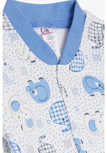 Breeze Erkek Bebek Patikli Tulum Sevimli Bebek Fil Desenli 0-3 Ay-6 Ay, Beyaz Beyaz