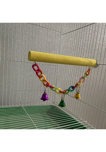 Yifomall Kuş Oyun Standı - Çanlı, Kumlama Ve Ahşap Tünek Eğitim Seti