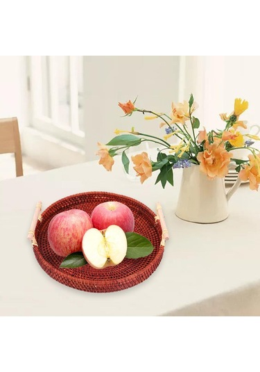 Suntek Gıda Meyve Tatlısı Depolama Için Dokuma Servis Tepsisi Koyu Kahverengi Orta Koyu Kahverengi