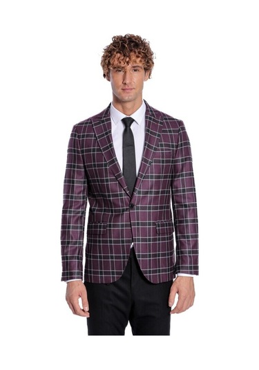 Slim Fit Sivri Yaka Mor Erkek Ceket 001