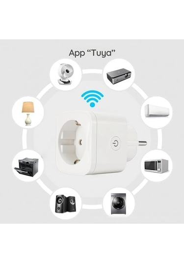 Led Wi-fi Akıllı Priz Uzaktan Telefonla Kontrol Edilebilir 16 Amper Beyaz Tuya, Google Asistant, Amazon Alexa Uyumlu 1
