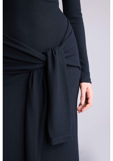 Defacto Bodycon Vücudu Saran Penye Midi Elbise G7878ax26spnv253 Lacivert-nv253