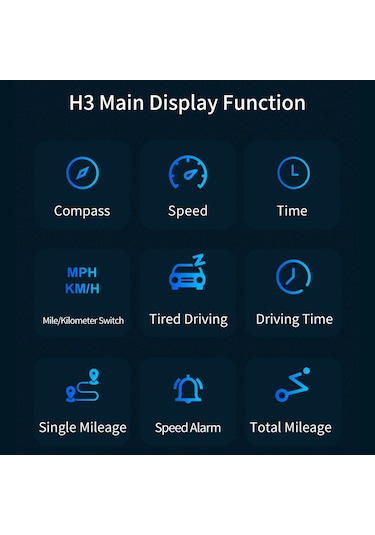 Monyee H3 Gps+bds Çift Modlu Araç Üstü Görüntüleyici - Hız, Zaman, Yön, Mesafe, Alarm Ve Yorgunluk Uyarısı İle Evrensel Usb Tak Ve Kullan Ekranı