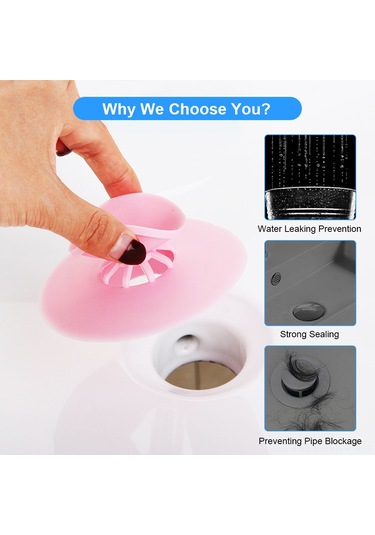 Moveevo Silikon Vana Tıkanıklık Önleyici, Basınçlı Emme Dizayni, Saç Ve Çöp Filtresi, Banyo/ Mutfak Lavaboları İçin Gri Gri