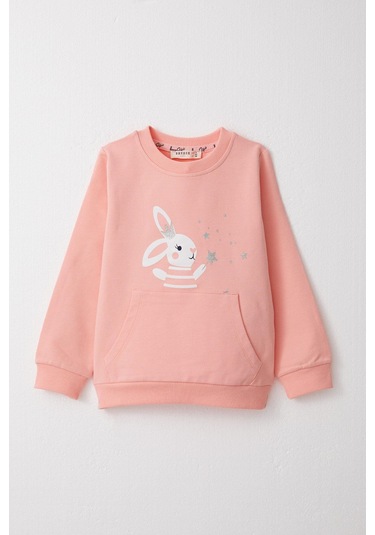 Breeze Kız Çocuk Eşofman Takım Sevimli Sihirbaz Tavşancık Baskılı 1-4 Yaş, Somon-somon Somon