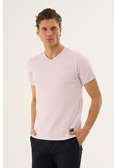 Alexander Gardi V Yaka Kısa Kollu Erkek T-shirt Lila