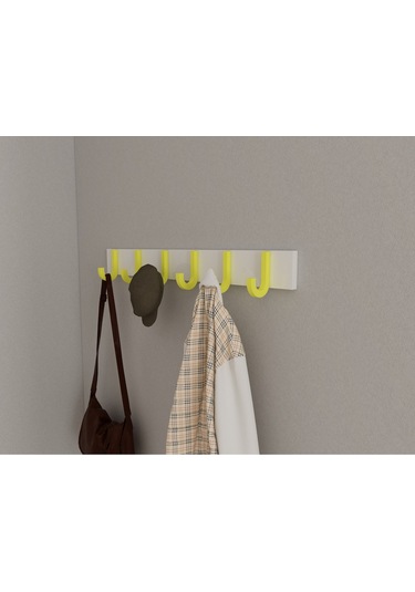 Hepsi3boyutlu Modern Duvar & Kapı Baston Askılık - 6 Adet Sarı J Askılık - Model No : 6 Sarı