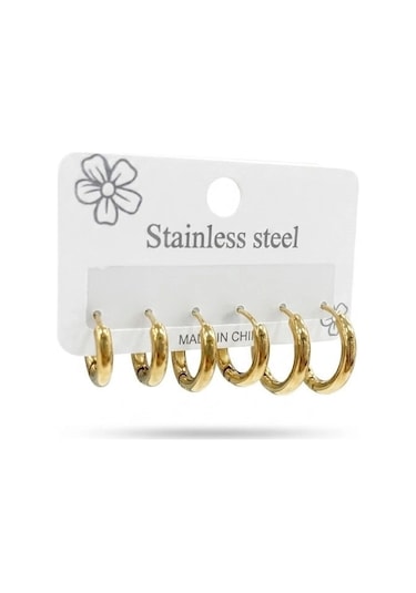 Soft Shine Altılı Halka Küpe Seti - Kp00684 Çok Renkli