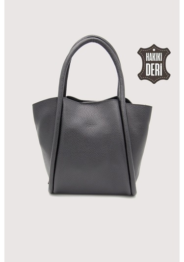 Hakiki Deri Kadın Organizerlı El Çantası Siyah Smr9206 Siyah