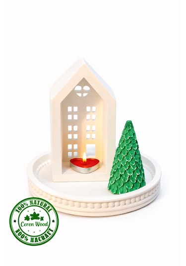 Ceren Wooden Modern Ev Mumluk & Dekor Seti Beyaz