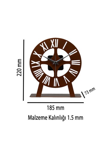 Roma Model Metal Lazer Kesim Akar Sessiz Mekanizmalı Masa Saati Bakır