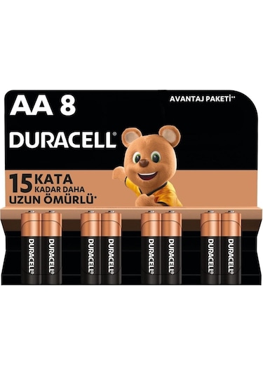 Duracell LR6/MN1500 1.5 V Alkalin AA Kalem Pil 8'li Paket